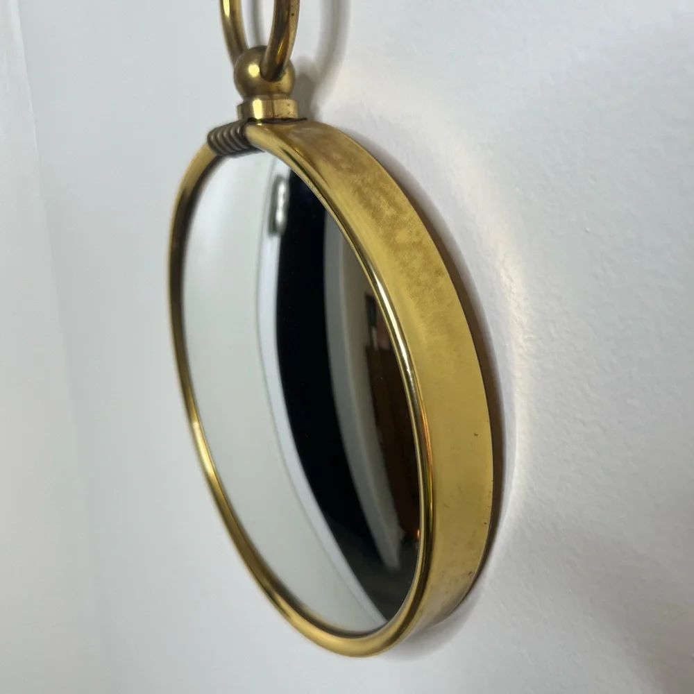 Vintage Convex Mirror Witch’s Eye 5.5” diameter Dark Red Velvet Hanger Poncelet